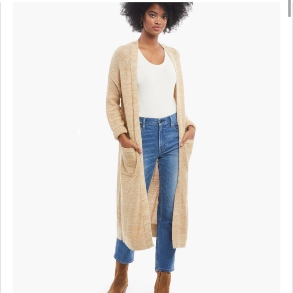 Able Cream Long Knit Organic Cotton Open Sweater Size XXS